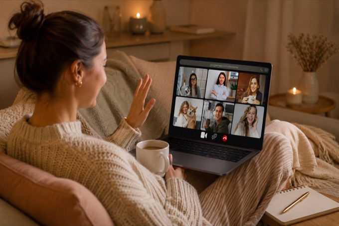 Élő német online óra, a tanuló integet a résztvevőknek